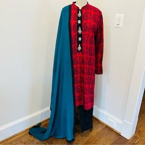 Agha Noor - Linen Kurta with Chiffon Dubatta - Size L